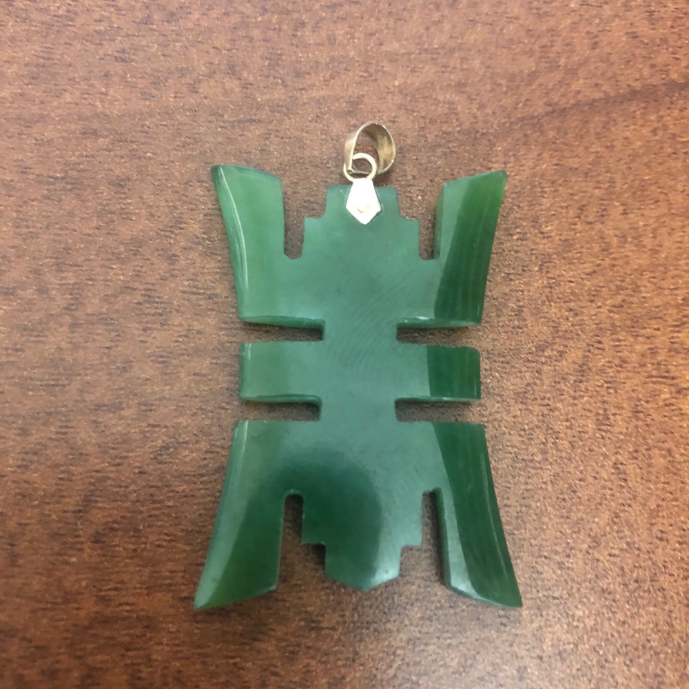 Chinese Jade Pendant with 14K Gold Hardware